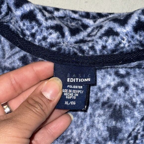 Basic Editions Sweater Women's XL Blue Nordic Pattern Long Sleeve Mock Full Zip - Picture 7 of 7